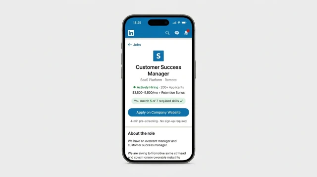 Candidate applies for CS Manager vacancy on LinkedIn — bot opens in browser
