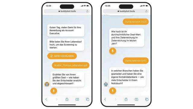 KI-Bot stellt Sprachfragen an AE-Bewerber