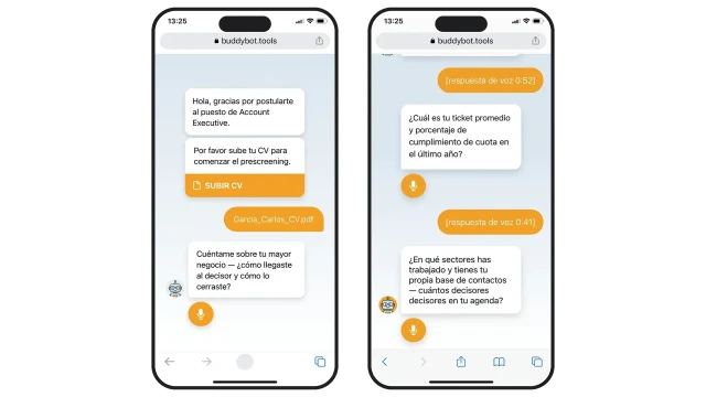 Bot IA hace preguntas de voz al candidato AE